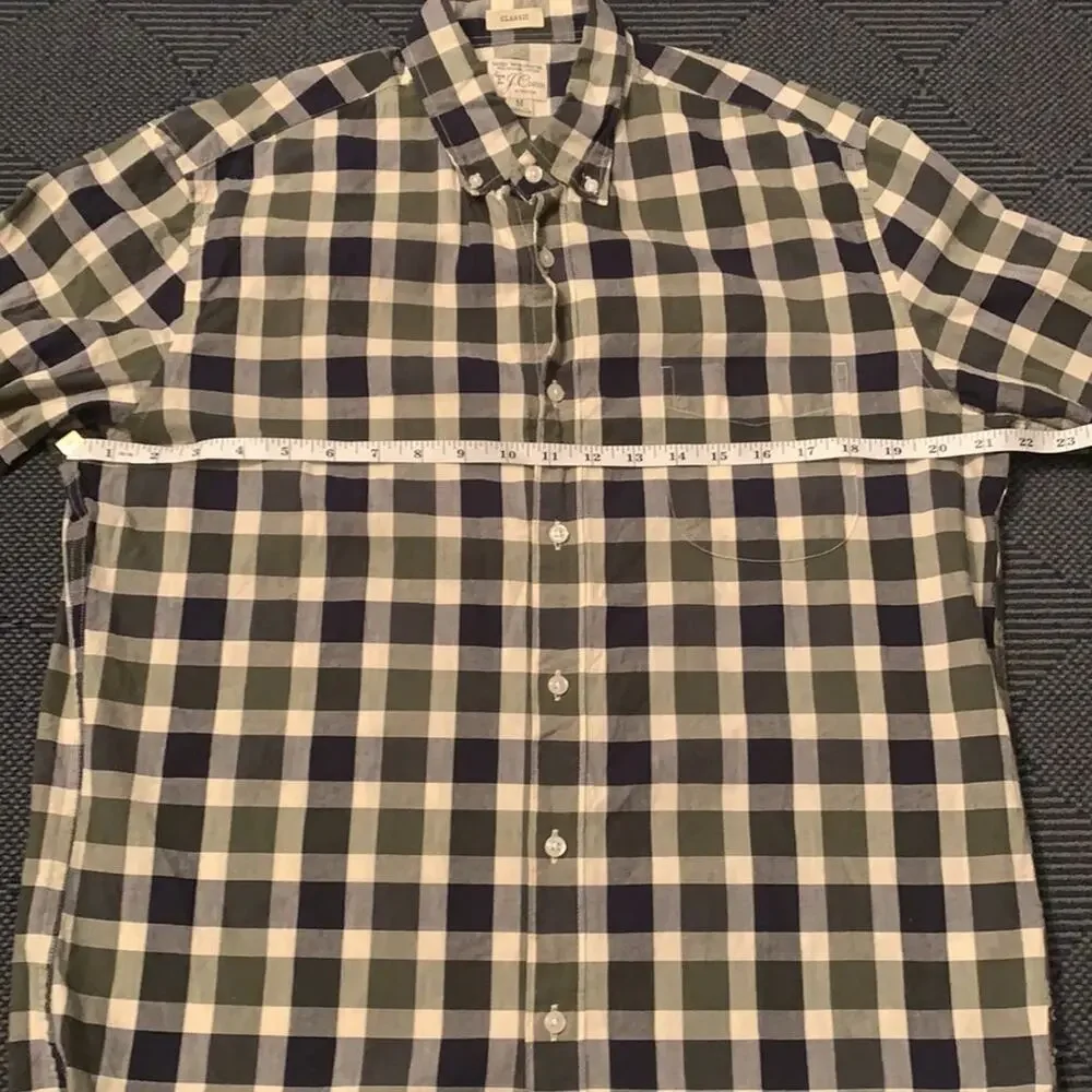 J. Crew Organic Cotton Button Up Shirt M Plaid Black Gray